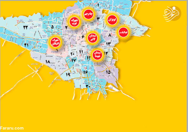 نقشه دکل‌های پارازیت در پایتخت