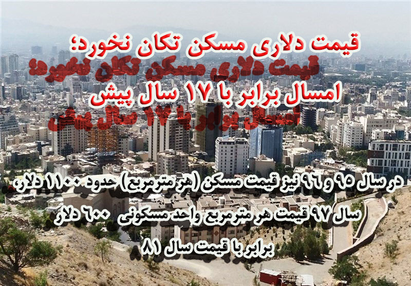 قیمت دلاری مسکن تکان نخورد؛ امسال برابر با ۱۷ سال پیش                                                                                                                                                                                                                                                       