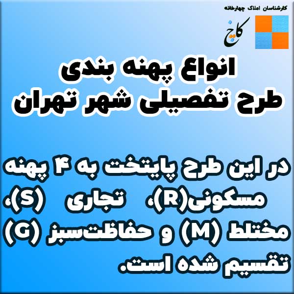 انواع پهنه بندی طرح تفصیلی شهر تهران                                                                                                                                                                                                                                                                        