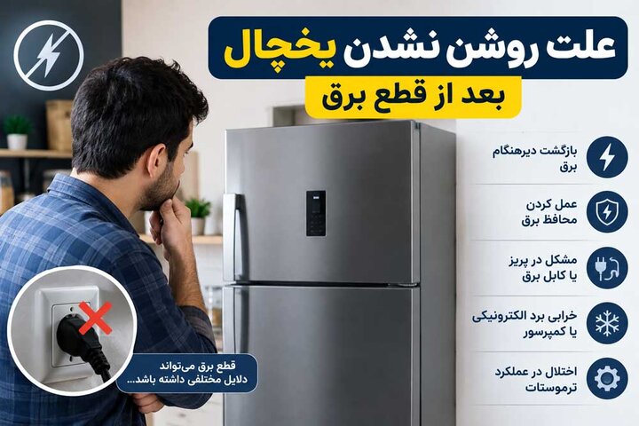 8 علت روشن نشدن یخچال بعد از قطع برق